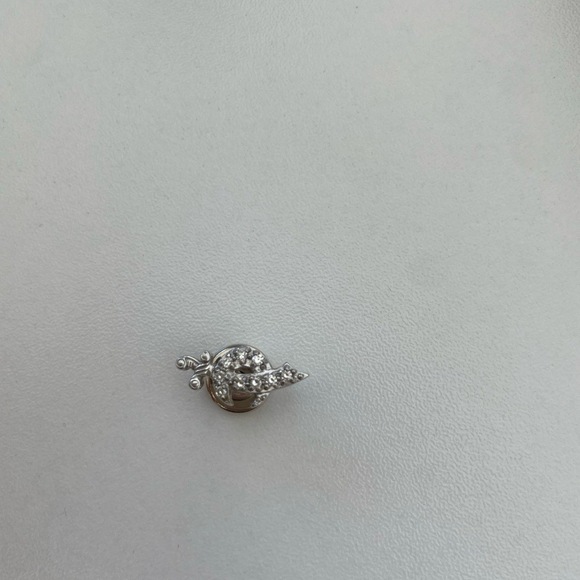 14K White Gold Diamond Shriner crescent Lapel Pin Vintage circa 1950s - Picture 1 of 5
